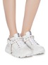 Figure View - Click To Enlarge - MIU MIU - Glass crystal strap crackle leather chunky sneakers