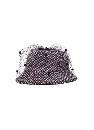 Main View - Click To Enlarge - BERNSTOCK SPEIRS - Pompom veil houndstooth tweed bucket hat
