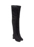 Detail View - Click To Enlarge - MIU MIU - Glass crystal heel suede thigh high boots