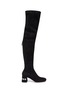 Main View - Click To Enlarge - MIU MIU - Glass crystal heel suede thigh high boots