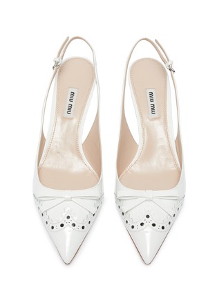 Detail View - Click To Enlarge - MIU MIU - Bow patent leather slingback pumps