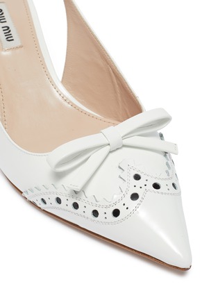 Detail View - Click To Enlarge - MIU MIU - Bow patent leather slingback pumps