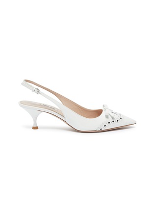 Main View - Click To Enlarge - MIU MIU - Bow patent leather slingback pumps
