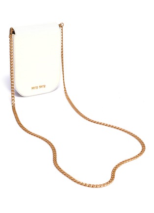 Detail View - Click To Enlarge - MIU MIU - Glass crystal clasp mini croc-embossed leather crossbody bag