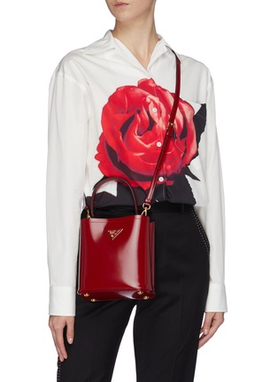 Front View - Click To Enlarge - PRADA - Spazzolato leather bucket bag