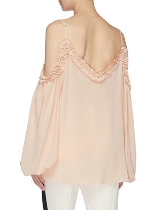 Back View - Click To Enlarge - STELLA MCCARTNEY - Ruffle puff sleeve cold-shoulder top