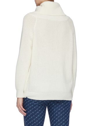 Back View - Click To Enlarge - STELLA MCCARTNEY - Frayed hem oversized cowl turtleneck sweater