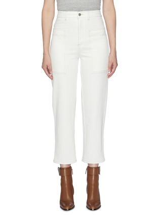 Main View - Click To Enlarge - STELLA MCCARTNEY - Contrast topstitching wide leg jeans