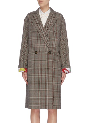 Main View - Click To Enlarge - STELLA MCCARTNEY - Graphic print cuff houndstooth check plaid coat