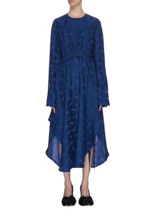 Main View - Click To Enlarge - STELLA MCCARTNEY - Horse jacquard asymmetrical pleated dress with a belt