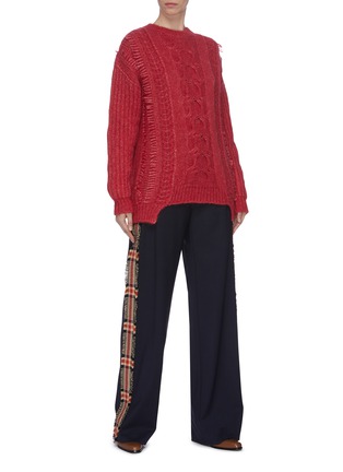 Figure View - Click To Enlarge - STELLA MCCARTNEY - Fringed cable knit sweater