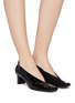 Figure View - Click To Enlarge - MERCEDES CASTILLO - 'Alisandra' suede panel patent leather choked-up pumps