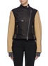 Main View - Click To Enlarge - VICTORIA BECKHAM - Contrast trench sleeve cropped leather biker jacket