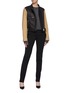 Figure View - Click To Enlarge - VICTORIA BECKHAM - Contrast trench sleeve cropped leather biker jacket