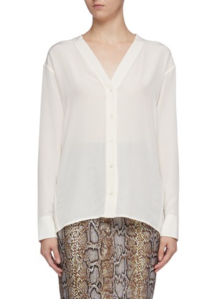Main View - Click To Enlarge - VICTORIA BECKHAM - Twist back silk crepe V-neck blouse