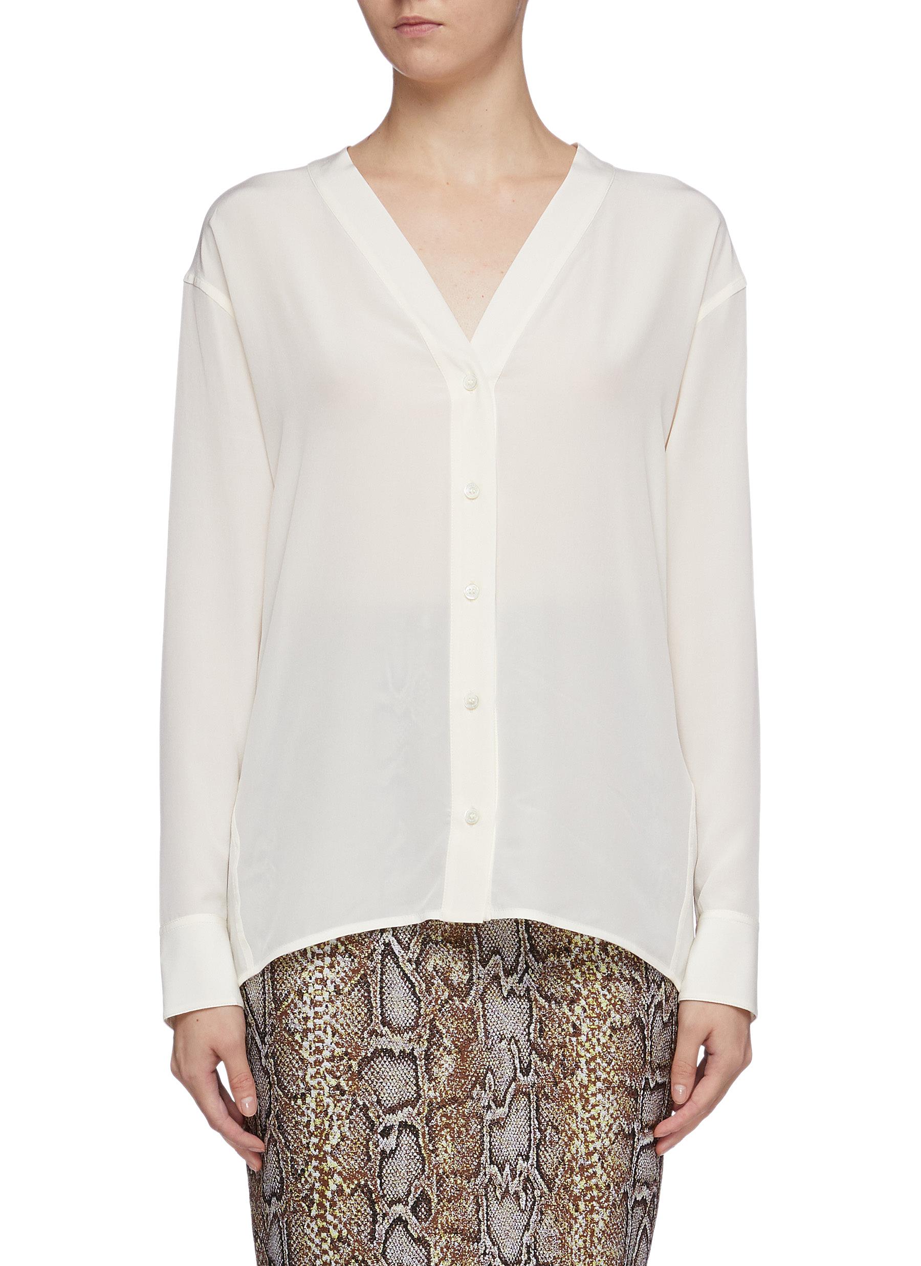 Twist back silk crepe V-neck blouse by Victoria Beckham