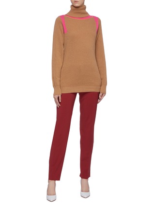 Figure View - Click To Enlarge - VICTORIA BECKHAM - Colourblock panelled cashmere rib knit turtleneck sweater