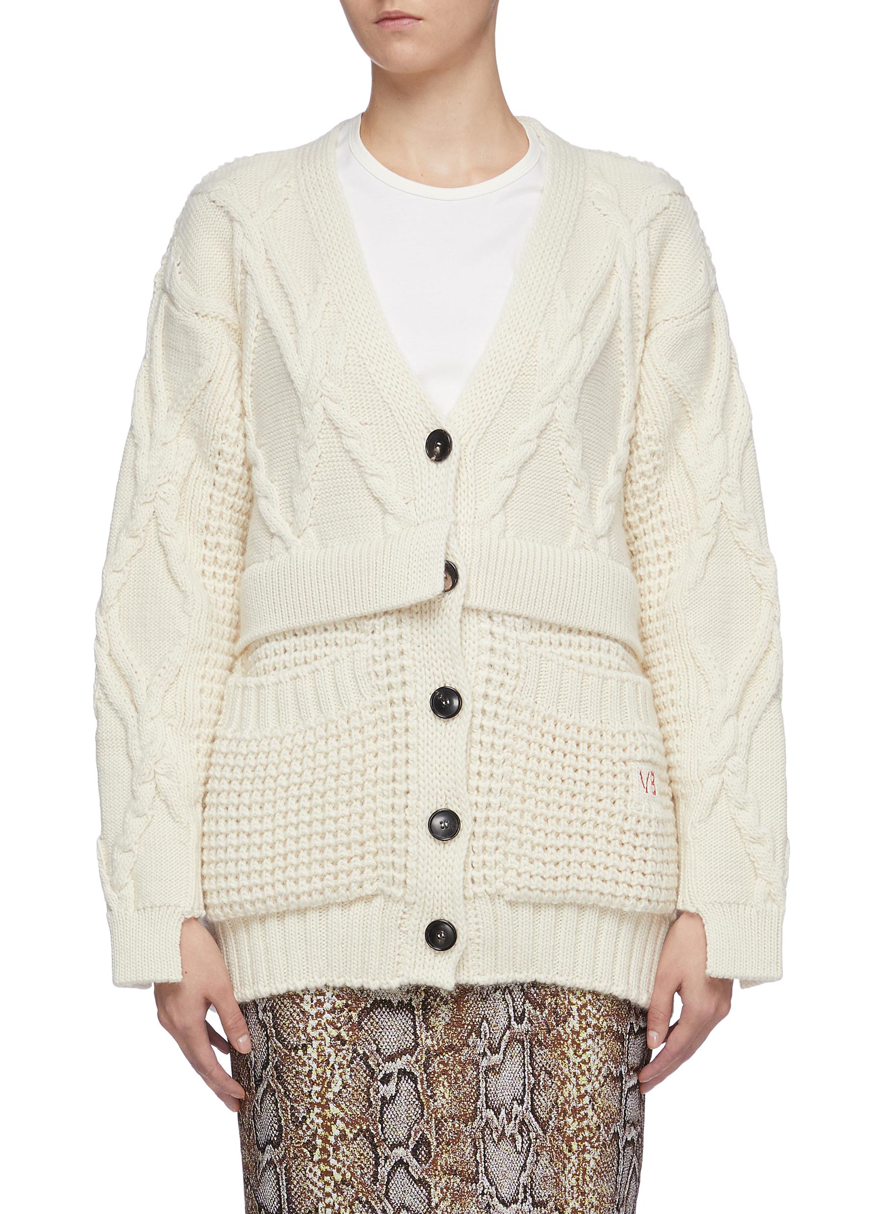 Panelled wool mix knit oversized cardigan by Victoria Beckham