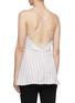 Back View - Click To Enlarge - VICTORIA BECKHAM - Chantilly lace trim cross back stripe camisole top