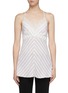 Main View - Click To Enlarge - VICTORIA BECKHAM - Chantilly lace trim cross back stripe camisole top