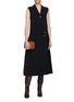 Figure View - Click To Enlarge - VICTORIA BECKHAM - Belted notched lapel sleeveless georgette dress
