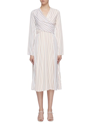 Main View - Click To Enlarge - VICTORIA BECKHAM - Cross front panelled pyjama stripe dress