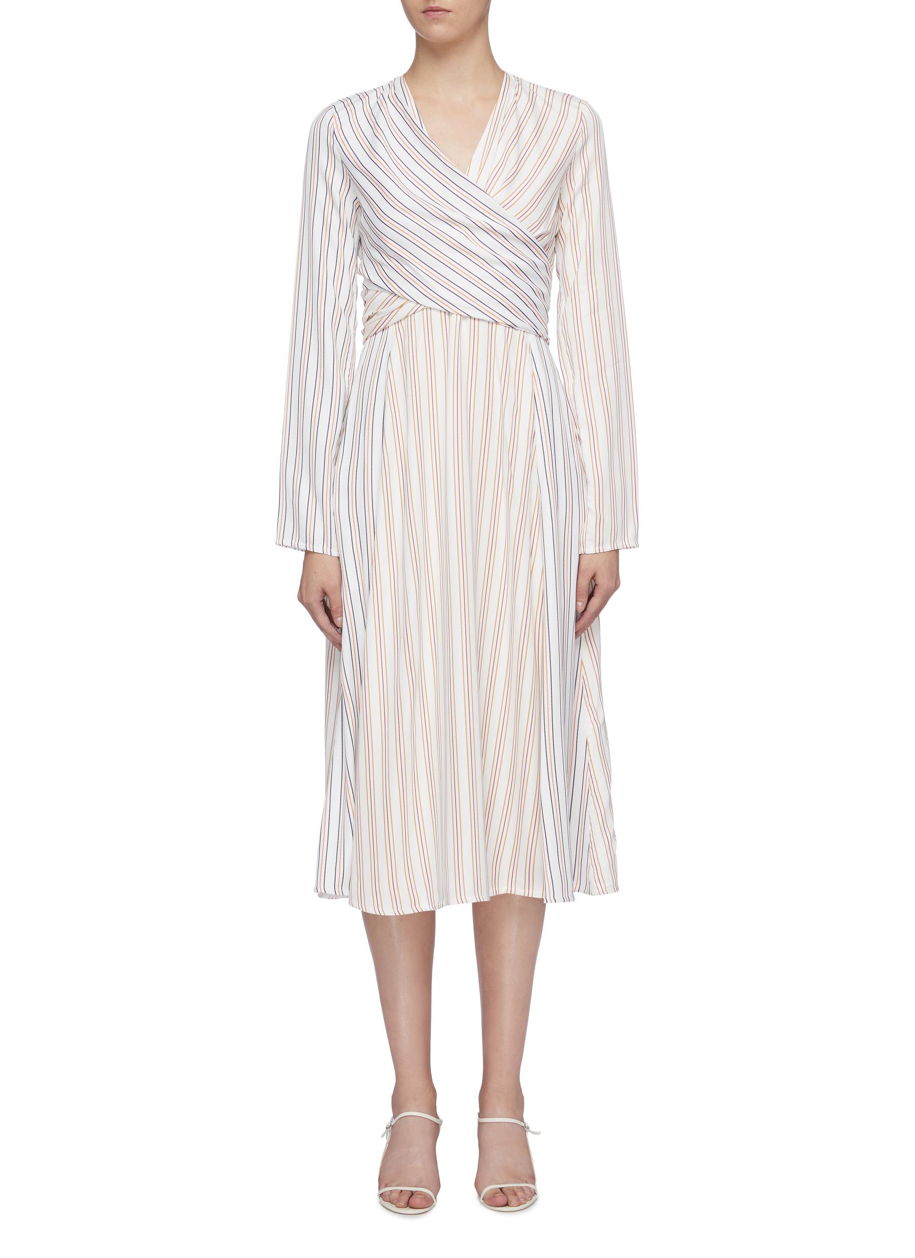 Cross front panelled pyjama stripe dress by Victoria Beckham