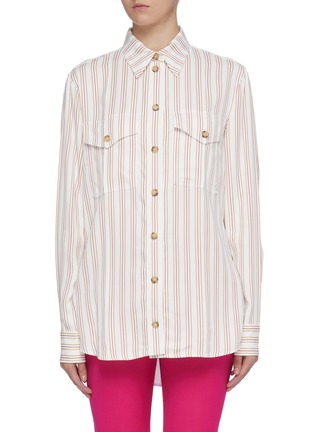 Main View - Click To Enlarge - VICTORIA BECKHAM - Flap pocket pyjama stripe safari shirt