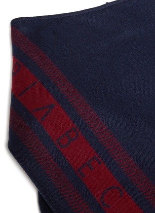 Detail View - Click To Enlarge - VICTORIA BECKHAM - Logo print asymmetric jacquard wool wrap skirt