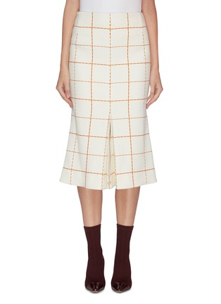 Main View - Click To Enlarge - VICTORIA BECKHAM - Grid print box pleated midi skirt