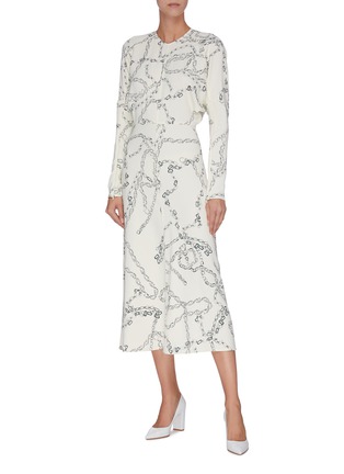 Figure View - Click To Enlarge - VICTORIA BECKHAM - Dolman sleeves graphic print midi dress