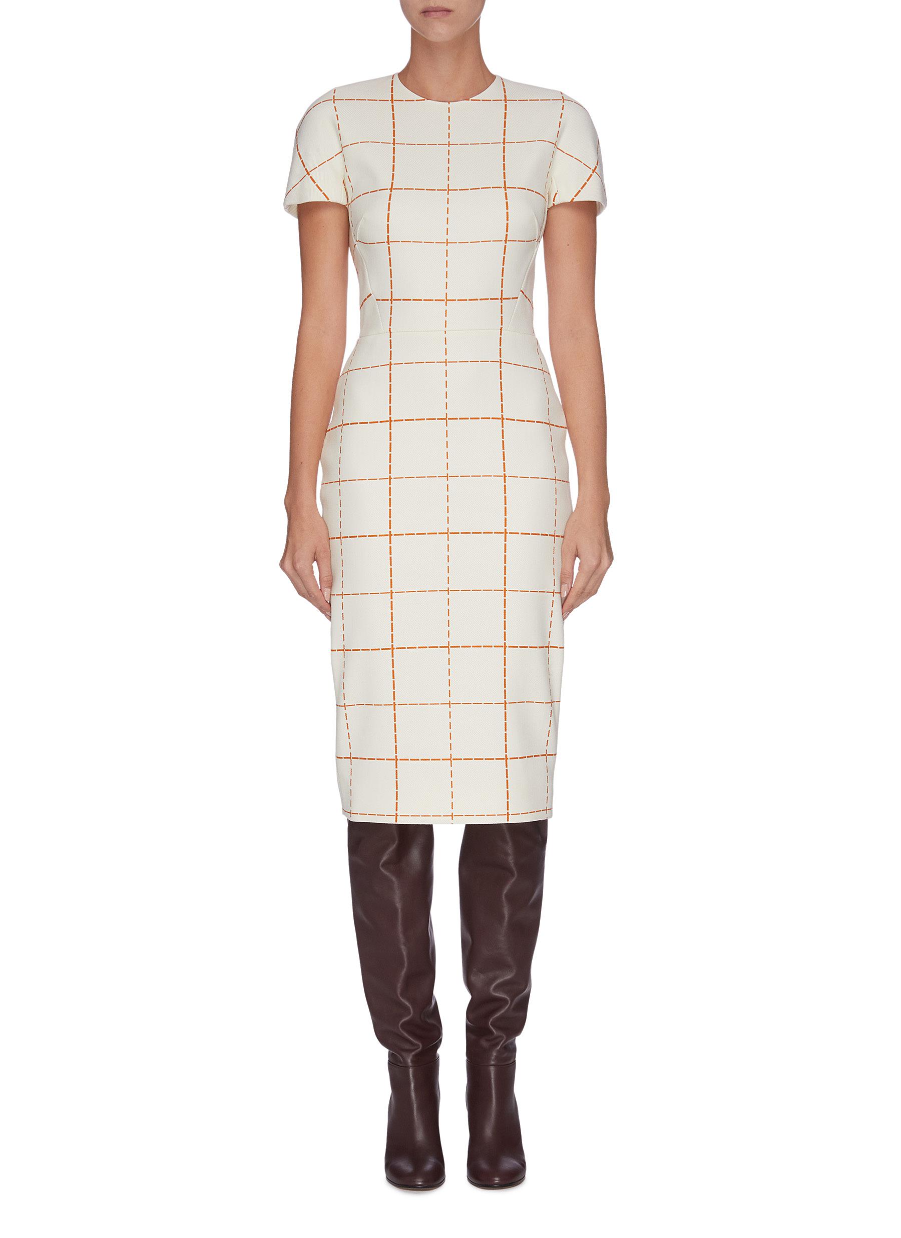 Grid print midi dress by Victoria Beckham