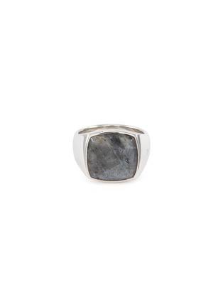 Main View - Click To Enlarge - TOM WOOD - 'Cushion Larvikite' silver signet ring – Size 58