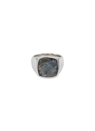 Main View - Click To Enlarge - TOM WOOD - 'Cushion Larvikite' silver signet ring – Size 54
