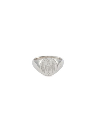 Main View - Click To Enlarge - TOM WOOD - 'Mini Feather' engraved silver signet ring – Size 50