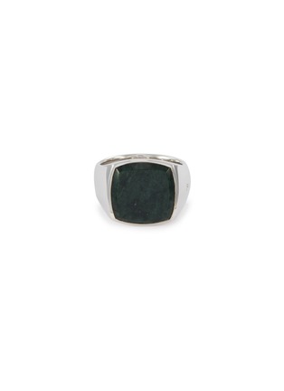 Main View - Click To Enlarge - TOM WOOD - 'Cushion Green Marble' silver signet ring – Size 58