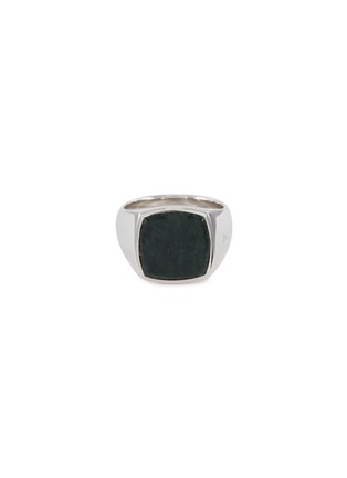 Main View - Click To Enlarge - TOM WOOD - 'Cushion Green Marble' silver signet ring – Size 54