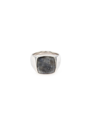 Main View - Click To Enlarge - TOM WOOD - 'Cushion Larvikite' silver signet ring – Size 56