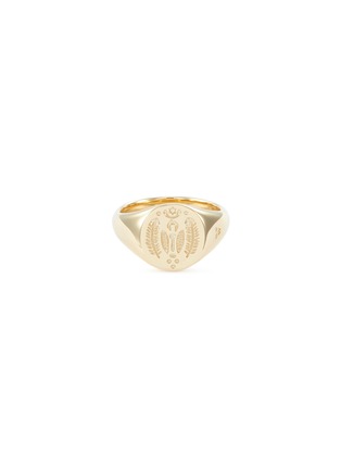 Main View - Click To Enlarge - TOM WOOD - 'Mini Feather' engraved 9k yellow gold signet ring – Size 52