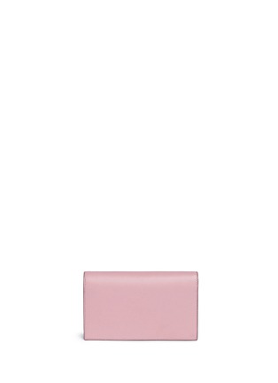 Back View - Click To Enlarge - GUCCI - 'Peony' logo faux pearl stud leather chain wallet