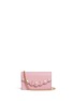 Main View - Click To Enlarge - GUCCI - 'Peony' logo faux pearl stud leather chain wallet