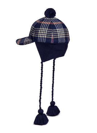 Figure View - Click To Enlarge - BALENCIAGA - Pompom tassel knit earflap tartan cap