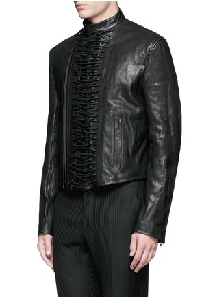 Front View - Click To Enlarge - HAIDER ACKERMANN - 'Miza' lace-up front leather jacket