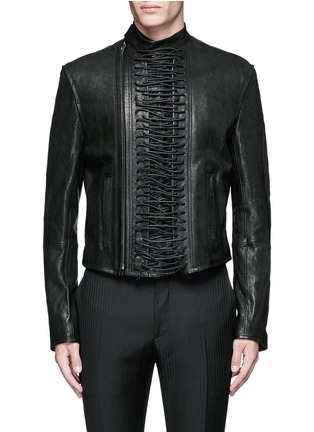 Main View - Click To Enlarge - HAIDER ACKERMANN - 'Miza' lace-up front leather jacket
