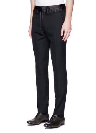 Front View - Click To Enlarge - HAIDER ACKERMANN - Lace-up satin waist pants