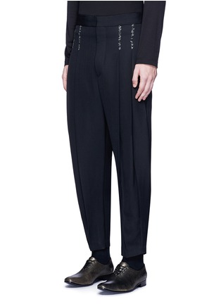 Front View - Click To Enlarge - HAIDER ACKERMANN - Triple pleated wide leg fleece wool pants