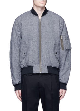 Main View - Click To Enlarge - HAIDER ACKERMANN - Fleece wool houndstooth knit bomber jacket