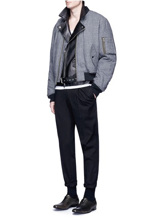 Figure View - Click To Enlarge - HAIDER ACKERMANN - Fleece wool houndstooth knit bomber jacket