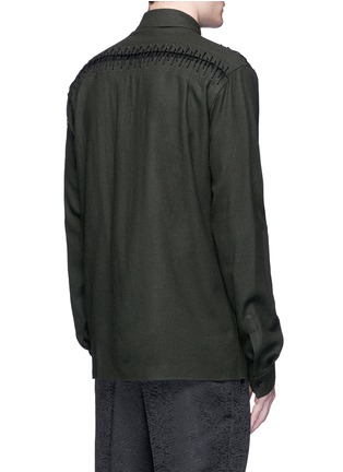 Back View - Click To Enlarge - HAIDER ACKERMANN - Lace-up insert fleece wool shirt