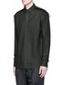 Front View - Click To Enlarge - HAIDER ACKERMANN - Lace-up insert fleece wool shirt